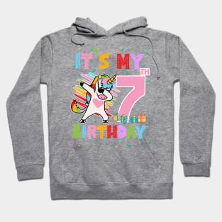 It's My 7th Birthday Girl Cute Unicorn B-day Giif For Girls Kids toddlers Hoodie